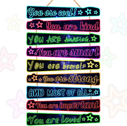 Greentek; 9pcs Gaming Wall Decor – Neon Inspirational Signs for Boys’ Room & Game Room; Category:Wall Decals; Image:1